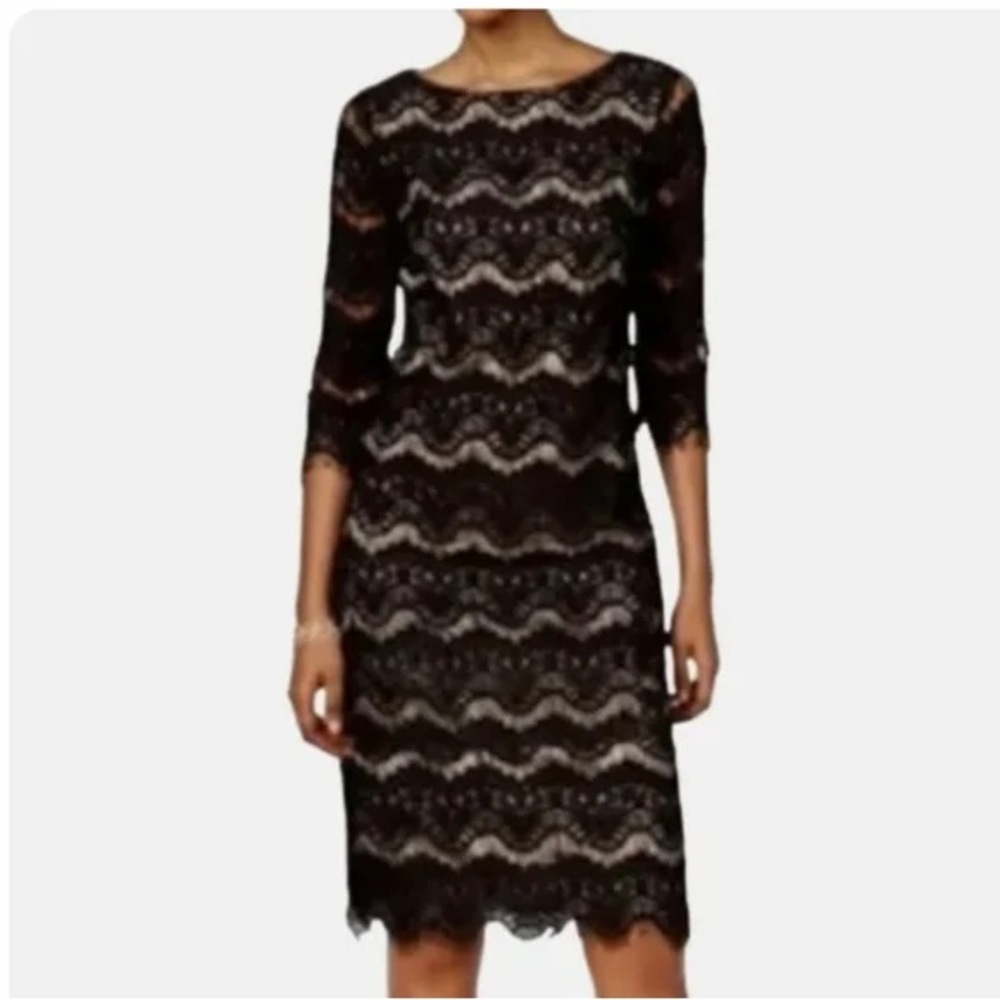 Jessica Howard Navy and Tan Sheath Dress